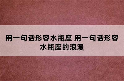 用一句话形容水瓶座 用一句话形容水瓶座的浪漫